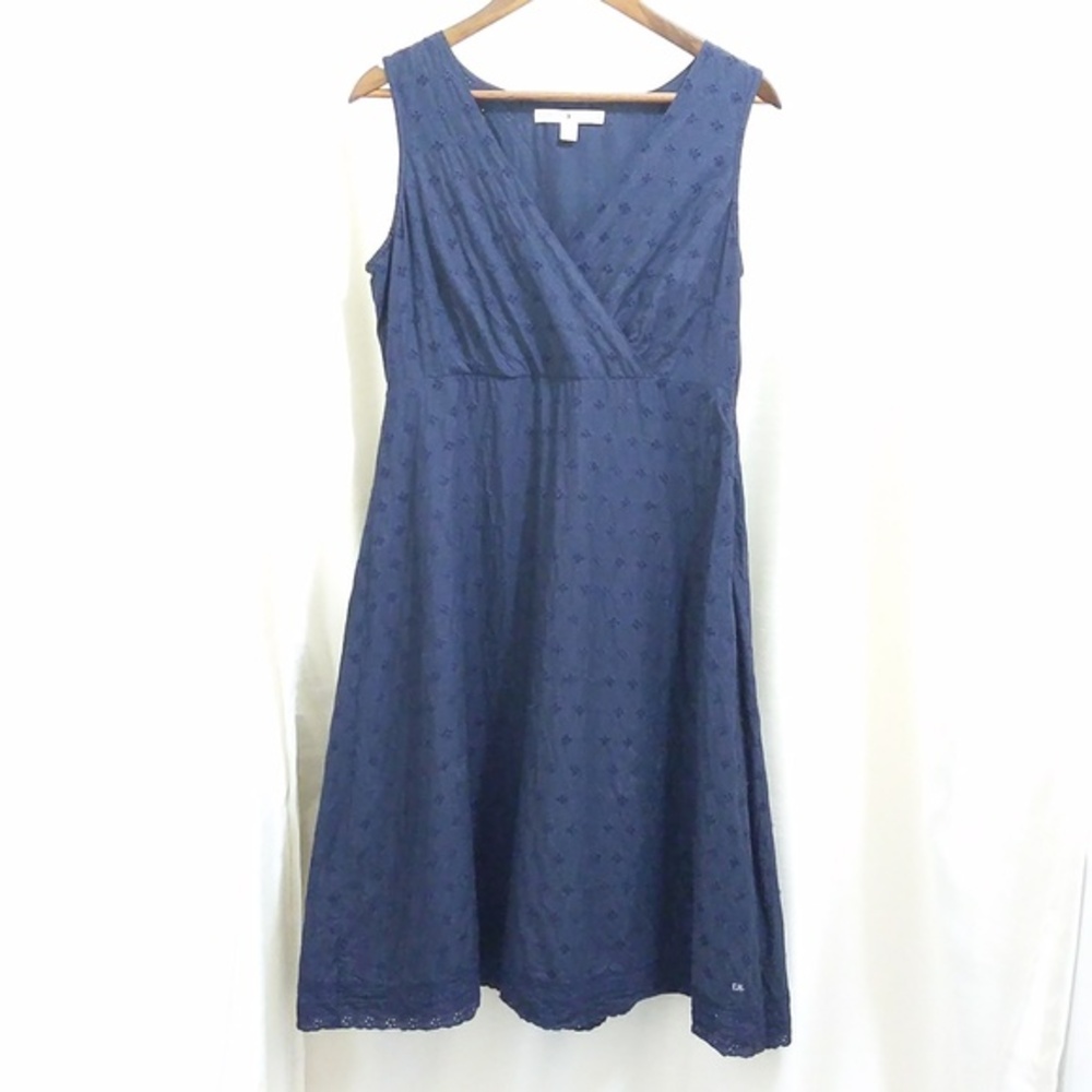 Tommy Hilfiger Sleeveless Eyelet Midi Dress - Navy Blue - Sz Medium